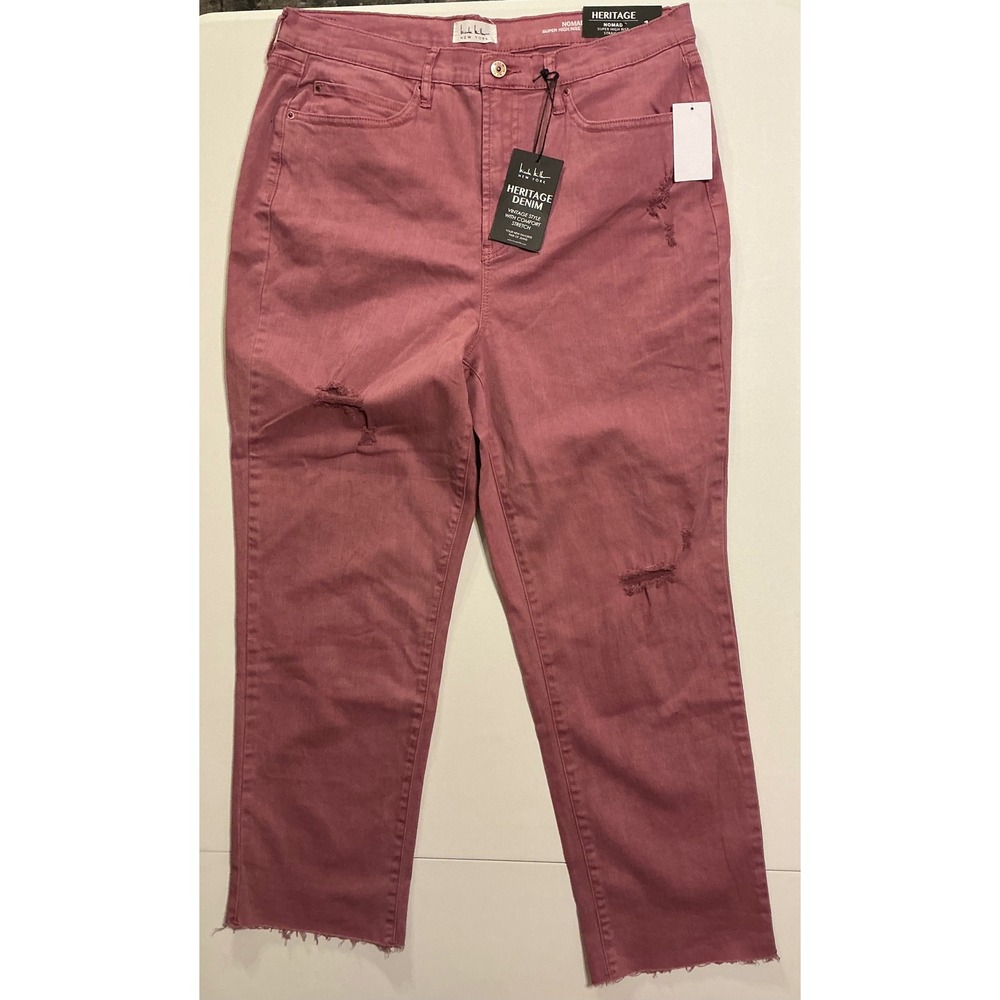 VTG Nicole Miller Heritage Denim Nomad Super High Rise Straight Jeans Sz 14 Rose